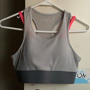 Gray and Pink Mesh Orangetheory Sports Bra